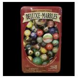 (160) Marbles & Shooters in Tin Can