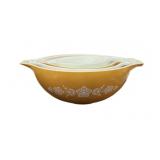 (4) Pc Set Pyrex Mixing Bowls Butterfly Gold