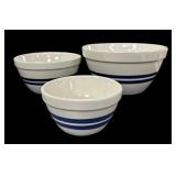 (3) Pc Blue Striped Mixing Bowls