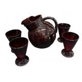 Ruby Pitcher & Glasses