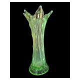 Fenton Fine Ribbed Green Uranium Vase