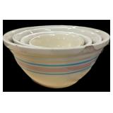 Vintage 4 Pc Teal & Pink Striped McCoy Mixing