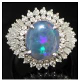 Platinum 5.40 ct Black Opal & Diamond Ring