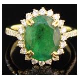 14kt Gold 5.50 ct GIA Emerald & Diamond Ring