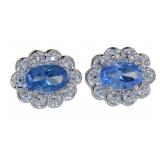 Oval 1.30 ct Blue Spinel Designer Earrings