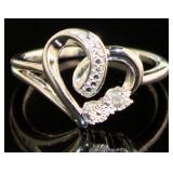 Beautiful Natural Diamond Accented Heart Ring