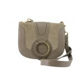 CHLOE Gray Suede & Leather Shoulder Bag