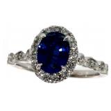 14k Gold 2.11 ct Oval Sapphire & Diamond Ring