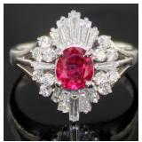 Platinum 1.81 ct GIA Natural Ruby & Diamond Ring