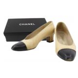 Chanel Cream & Black Pumps Size 34.5