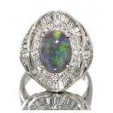 Platinum 3.04 ct Black Opal & Diamond Ring