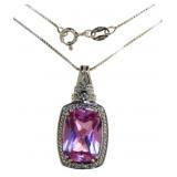 Quality 7.22 ct Pink Sapphire & Diamond Necklace