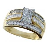 10kt Gold Emerald Quad Cut 1.00 ct Diamond Ring