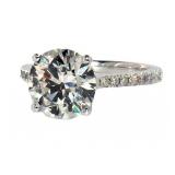 14kt Gold 3.46 ct Round Lab Diamond Ring