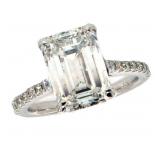 14k Gold 5.25 ct Emerald Cut VS2 Lab Diamond Ring