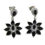Natural 12.60 ct Sapphire & White Zircon Earrings