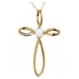 10kt Gold White Opal Cross Necklace
