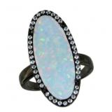 Elegant Extra Large White Opal Dinner Ring