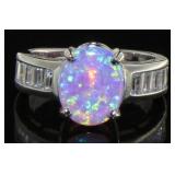 Oval Pink Opal & White Topaz Dinner Ring