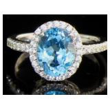 Oval 2.60 ct Blue Topaz Designer Solitaire Ring