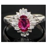 Platinum 1.44 ct GIA Ruby & Diamond Ring