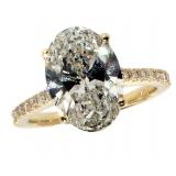 14k Gold 4.87 ct Oval VS1 Lab Diamond Ring