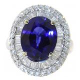 14kt Gold 4.16ct Brilliant Sapphire & Diamond Ring
