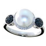 Quality 7 mm Pearl & Natural Diamond Ring