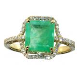 14kt Gold 2.38 ct GIA Emerald & Diamond Ring