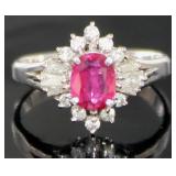 Platinum 1.25 ct Natural Ruby & Diamond Ring