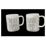 RAE DUNN NEVER DUNN & DUNN FUND MUGS