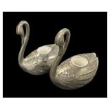 Heavy Silver Plated Swan Candle Holders