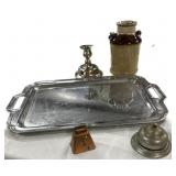 Tray wï¿½ Metal Bell, Copper Cow Bell, Candle