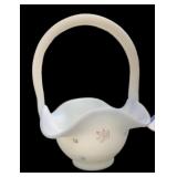 Fenton Satin Glass 6 " Basket Hand Painted be