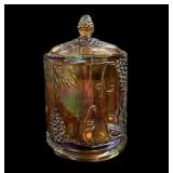 Carnival Glass Marigold Biscuit Jar