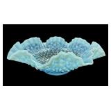 11 ï¿½  Fenton Blue Opalescent Hobnail Bowl