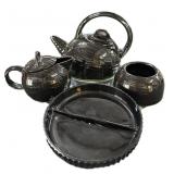 MIKASA Black Teapot, Cteamer & Sugar wï¿½ Candy