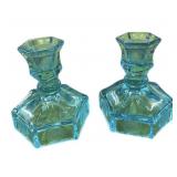 Blue Coin Glass Candle Holders
