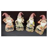 Set Of 4 Garden Knomes 6"