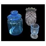 Blue Candy Jar, Toothpick Holder, Purple Vase