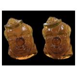 Amber Glass Clown Bookends