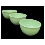 Fire King Jade-ite 3 Pc Mixing Bowl Set