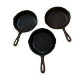 (3) Small Cast Iron Skillets
