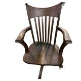Oak Desk Chair on Rollers