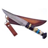 INLAY DAMASCUS HUNTER KNIFE