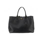 PRADA Black Leather Designer Tote Bag
