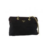 PRADA Black Canvas Chain Shoulder Bag