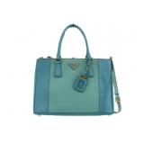 PRADA Blue Two Tone Safffiano 2 Way Hand Bag