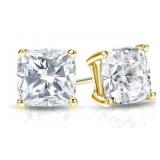 14kt Gold 3.05 ct Cushion Cut Lab Diamond Earrings