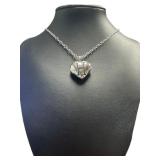 Natural Black Diamond "H" Initial Locket Necklace